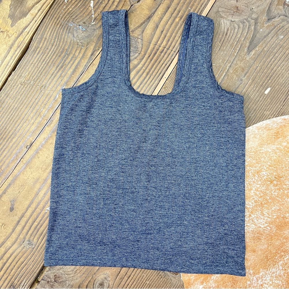 Prana Navy Blue Herringbone Stretch Tank
